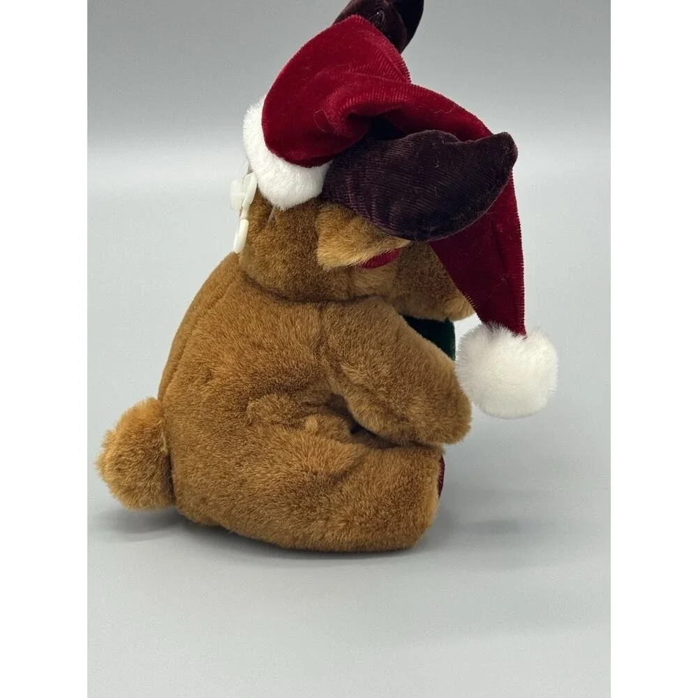 Plush Reindeer Moose In Santa Hat W/ Gift 6